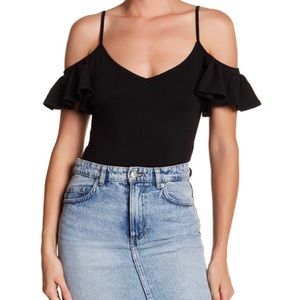 CAD Bodysuit /off the shoulder ruffled sleeves